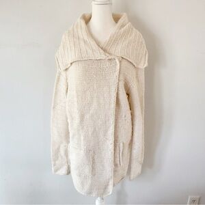 Eddie Bauer Women Wool Long Cardigan Large Tall Classic Nautical Cabin Cozy